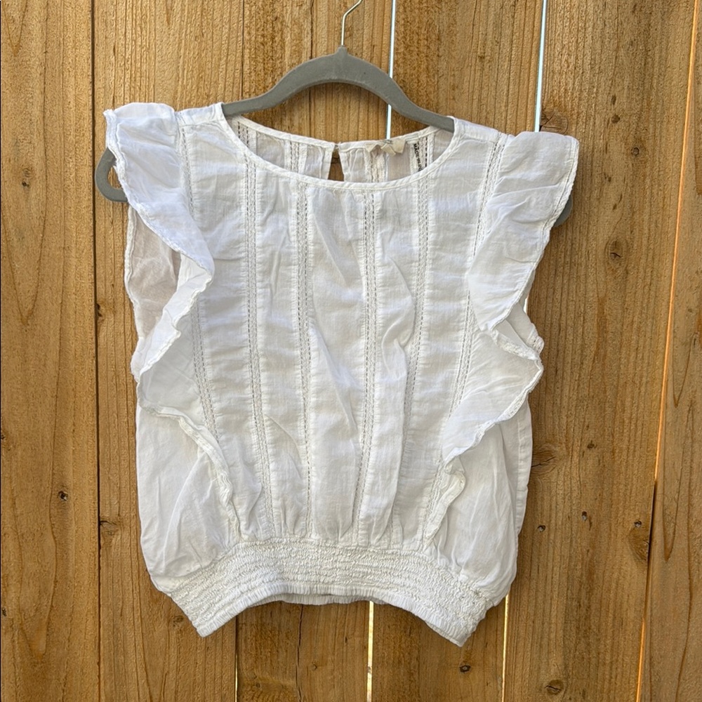 Elan White Sleeveless Ruffled Smocked Blouse - Picture 4 of 14